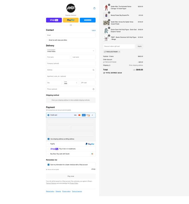 Mondo Shop checkout page showing Mondo Shop discount code box | Screenshot taken by SimplyCodes community member on Aug 3, 2025