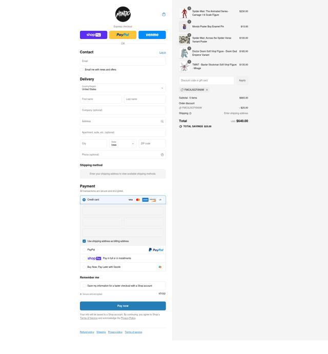Mondo Shop checkout page showing Mondo Shop discount code box | Screenshot taken by SimplyCodes community member on Aug 7, 2025