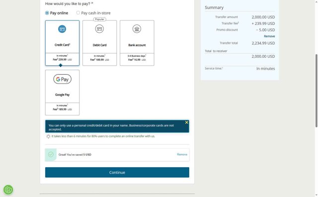 Western Union checkout page showing Western Union promo code box | Screenshot taken by SimplyCodes community member on Jun 9, 2025