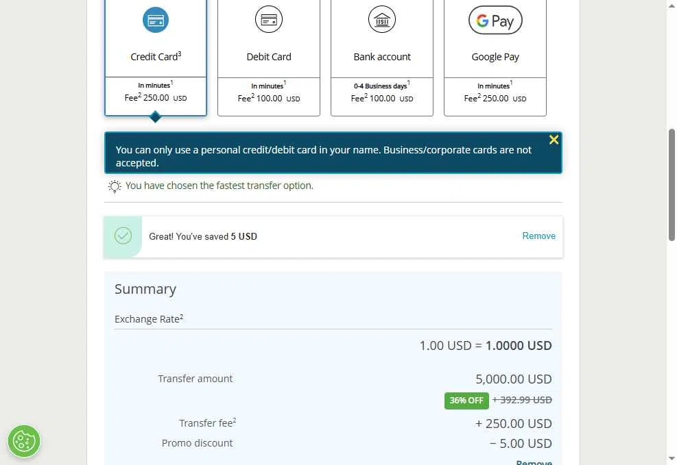 Western Union checkout page showing Western Union promo code box | Screenshot taken by SimplyCodes community member on Nov 29, 2025