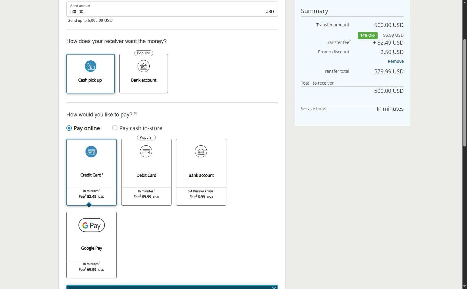 Western Union checkout page showing Western Union promo code box | Screenshot taken by SimplyCodes community member on Dec 15, 2025