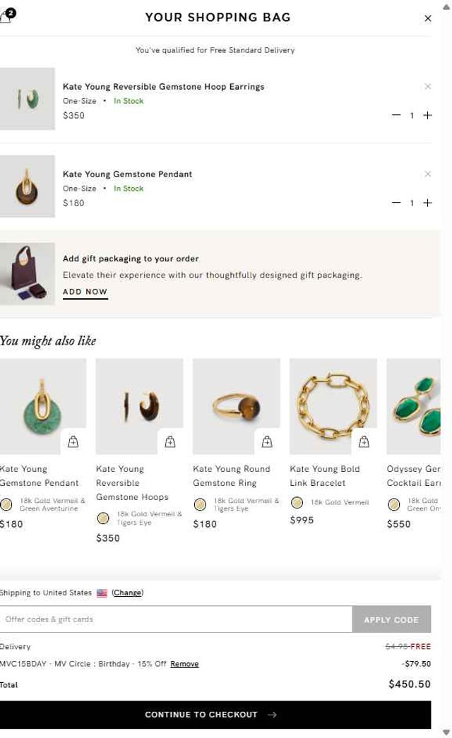 Monica Vinader checkout page showing Monica Vinader discount code box | Screenshot taken by SimplyCodes community member on Sep 2, 2025