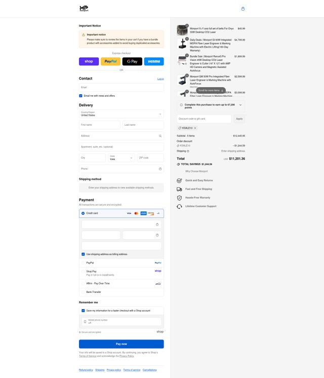 Monportlaser checkout page showing Monportlaser promo code box | Screenshot taken by SimplyCodes community member on Sep 1, 2025