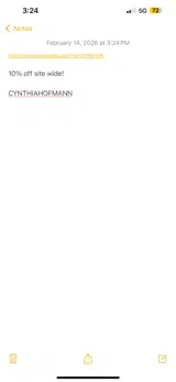 CYNTHIAHOFMANN coupon verification screenshot
