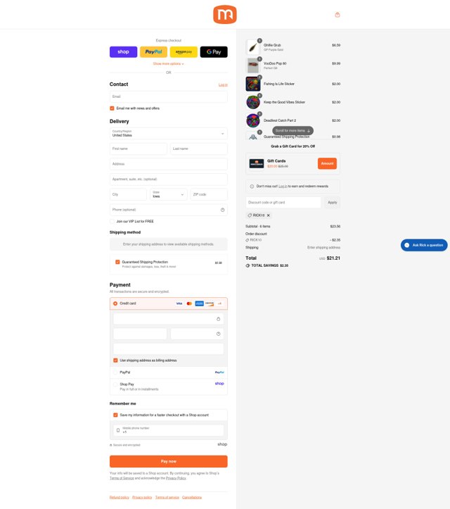 Monsterbass checkout page showing Monsterbass promo code box | Screenshot taken by SimplyCodes community member on Sep 6, 2025