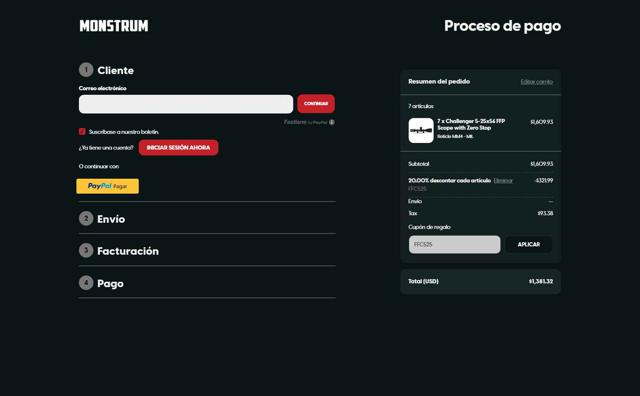 Monstrum Tactical checkout page showing Monstrum Tactical discount code box | Screenshot taken by SimplyCodes community member on Aug 14, 2025