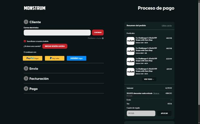 Monstrum Tactical checkout page showing Monstrum Tactical discount code box | Screenshot taken by SimplyCodes community member on Sep 11, 2025