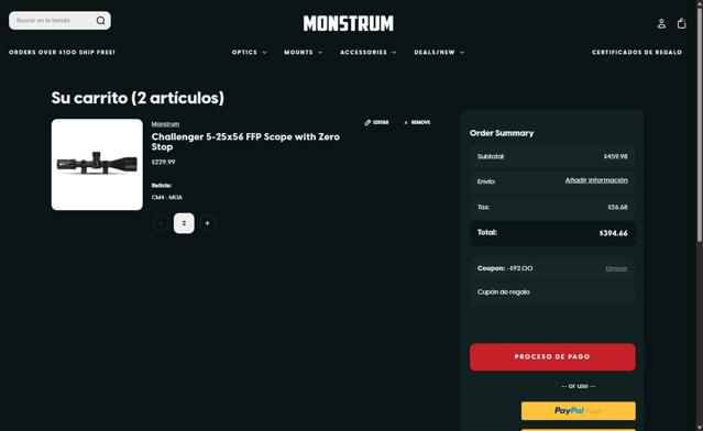 Monstrum Tactical checkout page showing Monstrum Tactical discount code box | Screenshot taken by SimplyCodes community member on Aug 5, 2025