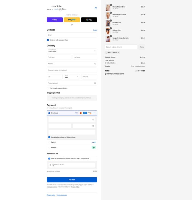 Montelle Intimates checkout page showing Montelle Intimates discount code box | Screenshot taken by SimplyCodes community member on Sep 4, 2025