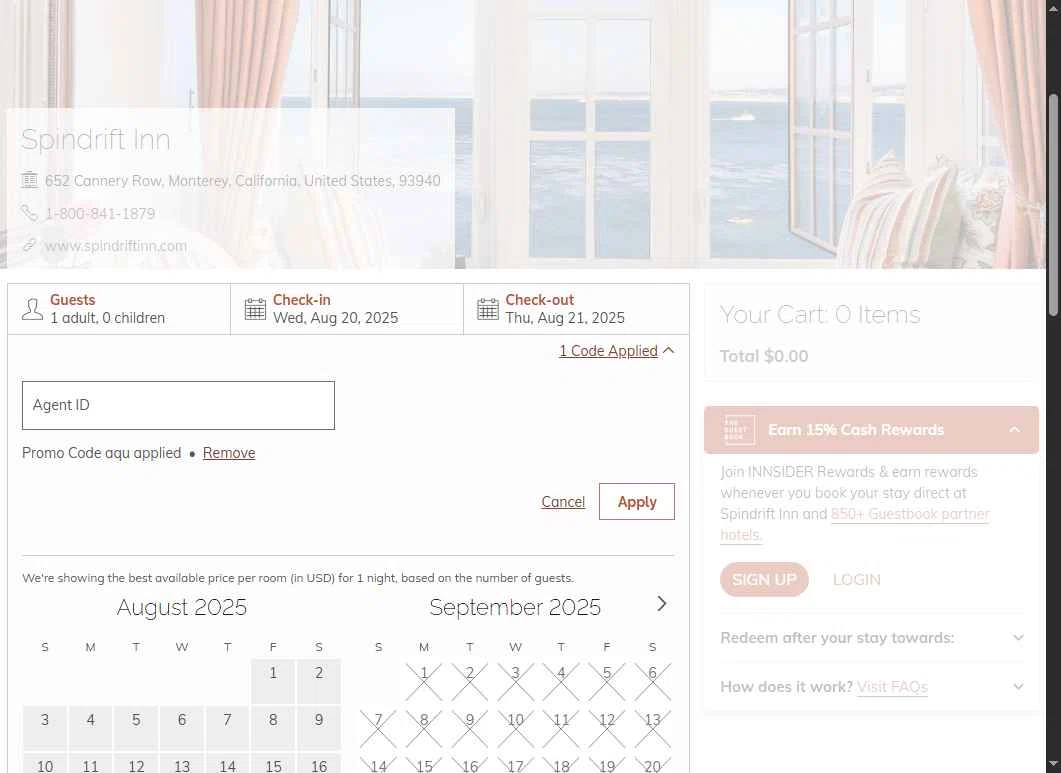Monterey Bay Aquarium checkout page showing Monterey Bay Aquarium promo code box | Screenshot taken by SimplyCodes community member on Aug 20, 2025
