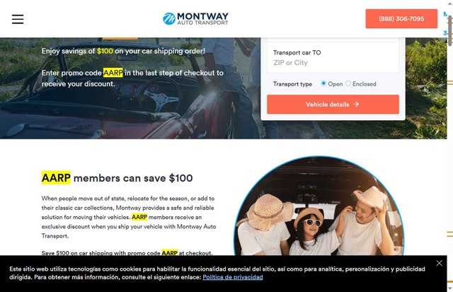 Montway Auto Transport checkout page showing Montway Auto Transport promo code box | Screenshot taken by SimplyCodes community member on Apr 20, 2025