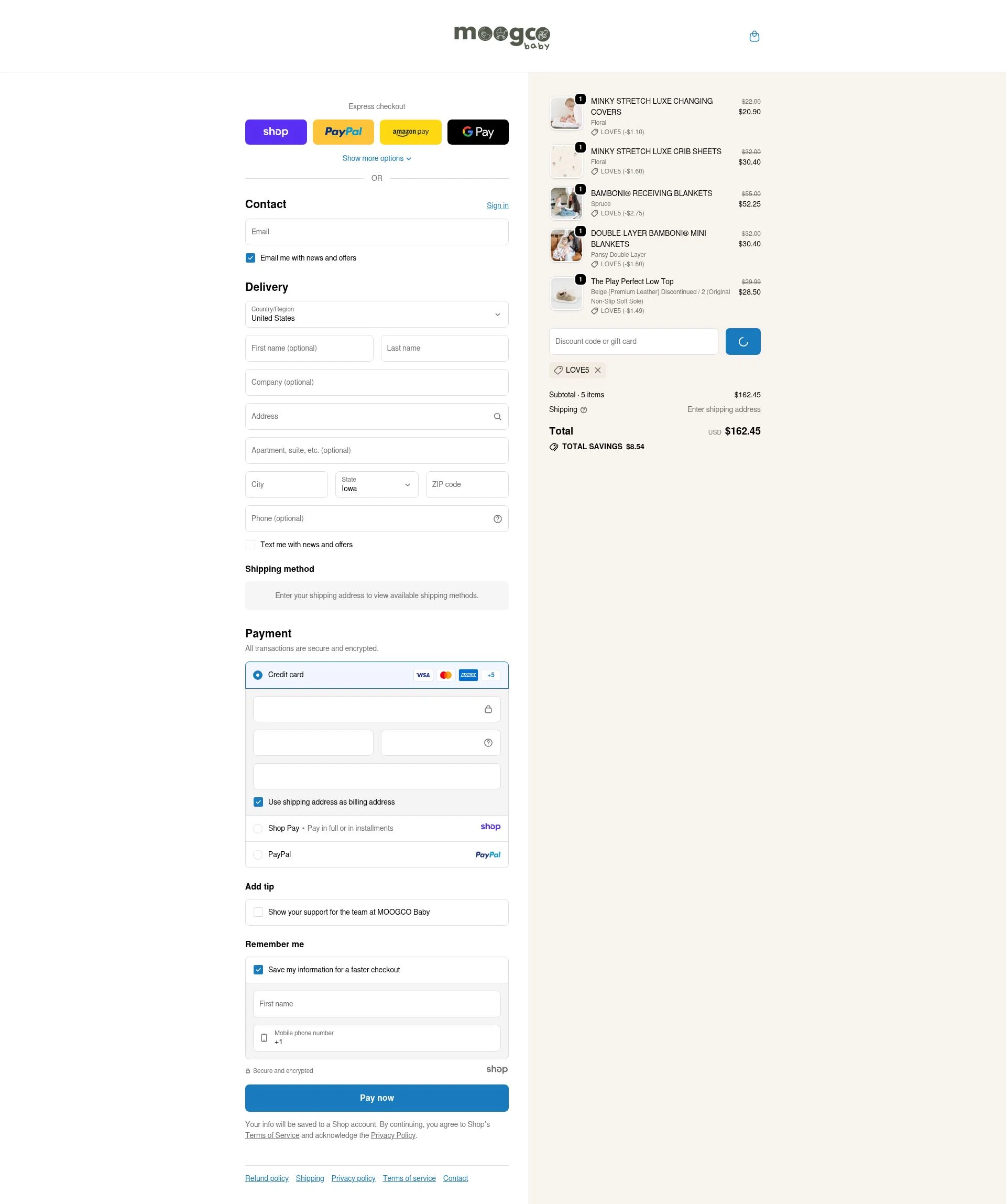 Moogco Baby checkout page showing Moogco Baby promo code box | Screenshot taken by SimplyCodes community member on Jan 2, 2026