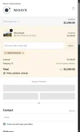 Moon Fabrications coupon verification screenshot