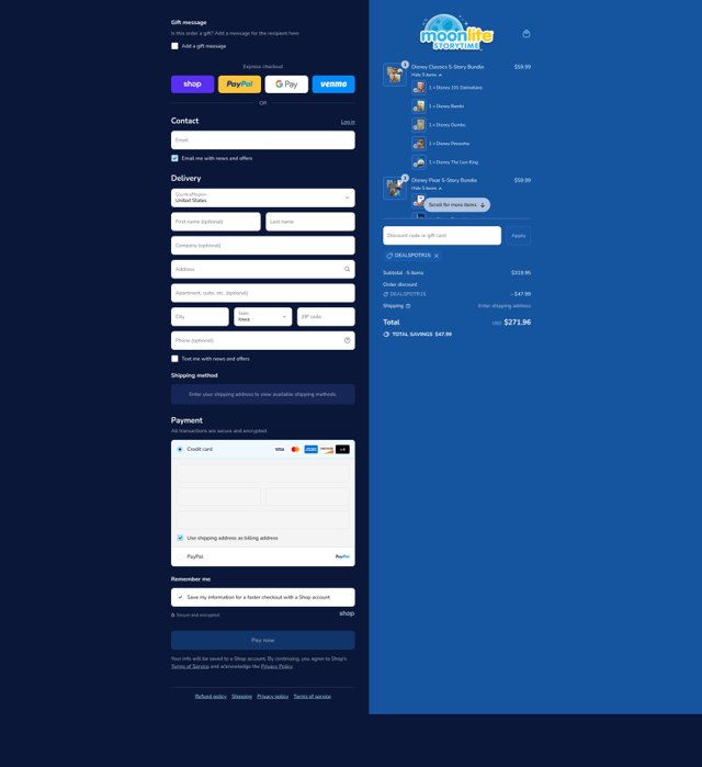 Moonlite checkout page showing Moonlite promo code box | Screenshot taken by SimplyCodes community member on Sep 7, 2025