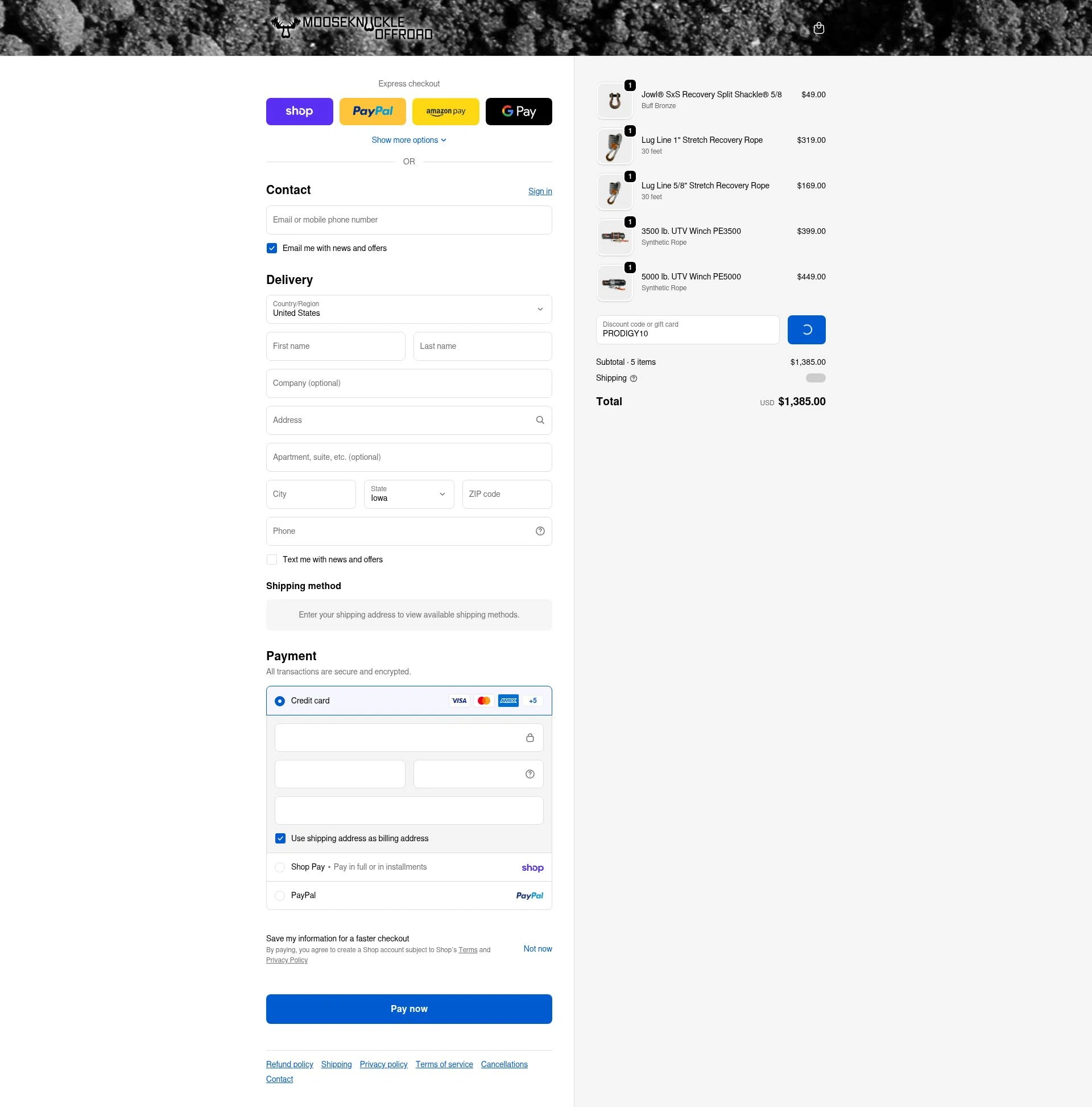 Moose Knuckle checkout page showing Moose Knuckle promo code box | Screenshot taken by SimplyCodes community member on Feb 15, 2026