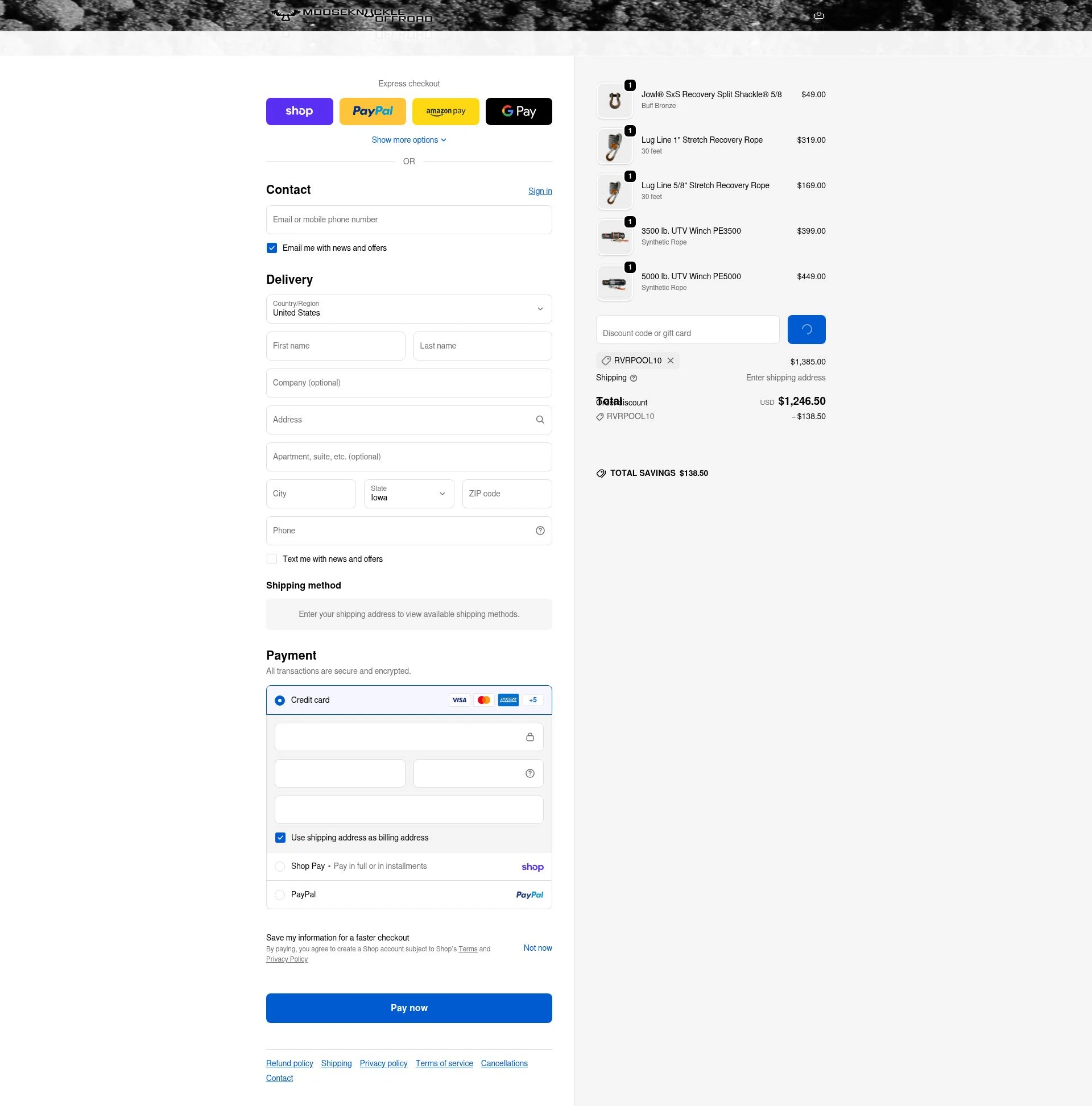 Moose Knuckle checkout page showing Moose Knuckle promo code box | Screenshot taken by SimplyCodes community member on Feb 15, 2026