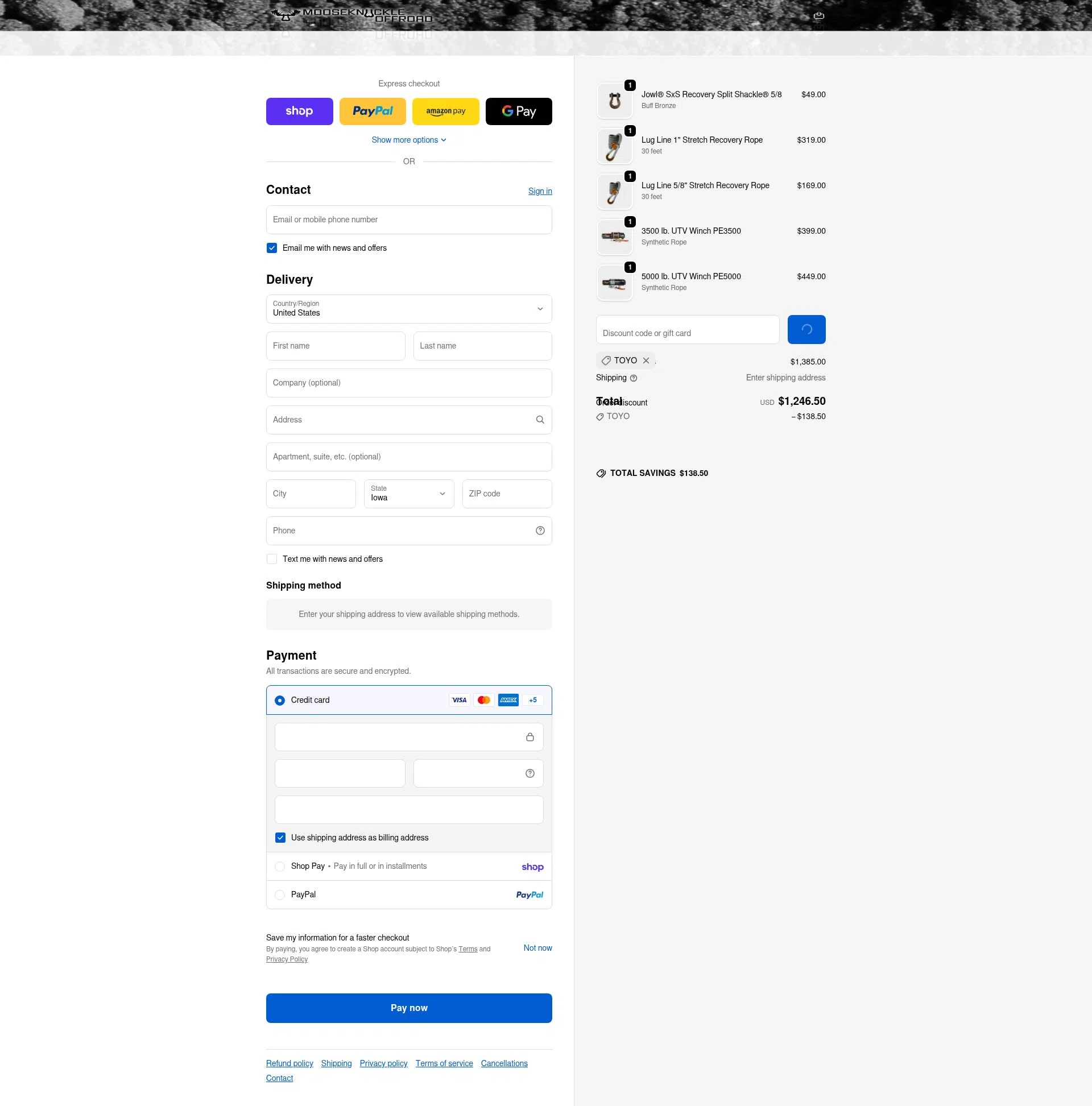 Moose Knuckle checkout page showing Moose Knuckle promo code box | Screenshot taken by SimplyCodes community member on Feb 15, 2026