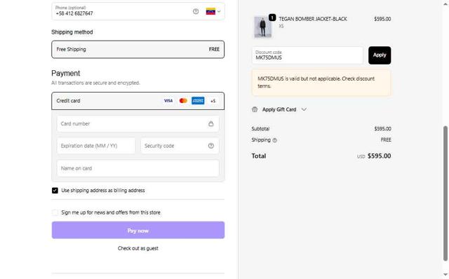 Moose Knuckles checkout page showing Moose Knuckles promo code box | Screenshot taken by SimplyCodes community member on Sep 19, 2025