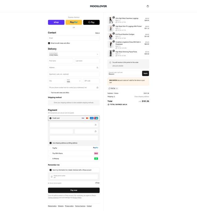 MoosLover checkout page showing MoosLover discount code box | Screenshot taken by SimplyCodes community member on Sep 11, 2025