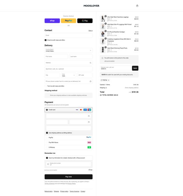 MoosLover checkout page showing MoosLover discount code box | Screenshot taken by SimplyCodes community member on Sep 11, 2025
