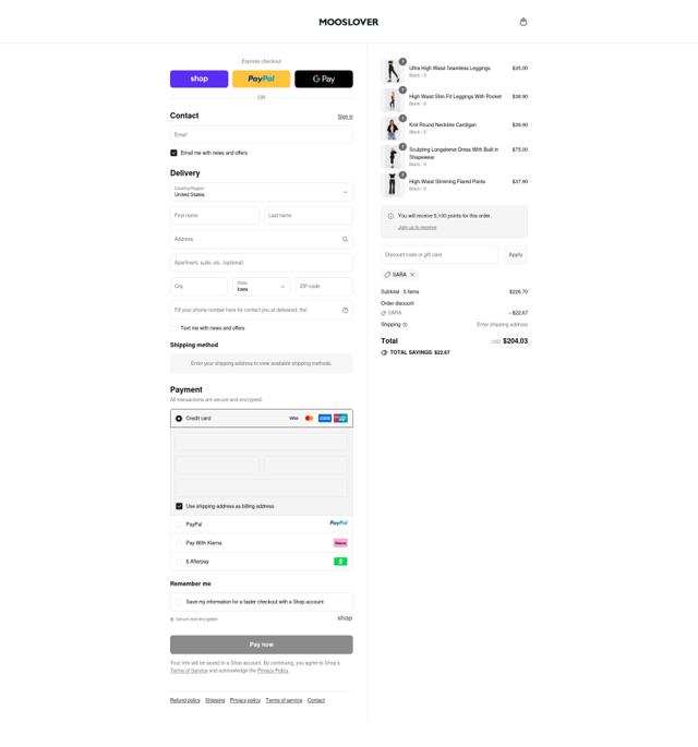 MoosLover checkout page showing MoosLover discount code box | Screenshot taken by SimplyCodes community member on Sep 11, 2025