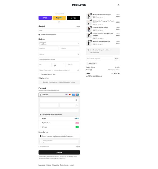 MoosLover checkout page showing MoosLover discount code box | Screenshot taken by SimplyCodes community member on Sep 11, 2025