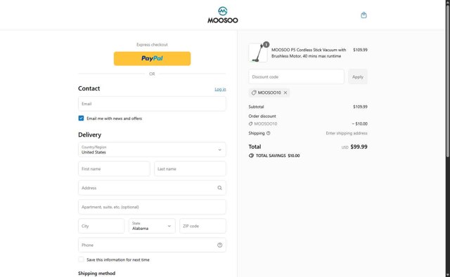 Moosoo checkout page showing Moosoo discount code box | Screenshot taken by SimplyCodes community member on Aug 27, 2025