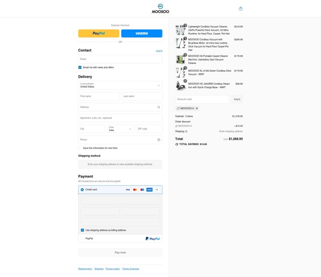 Moosoo checkout page showing Moosoo discount code box | Screenshot taken by SimplyCodes community member on Aug 9, 2025