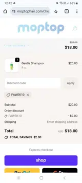PAWEK10 coupon verification screenshot