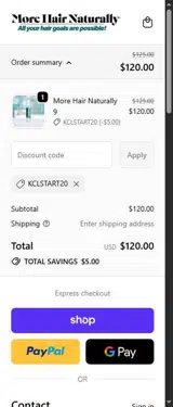 KCLSTART20 coupon verification screenshot