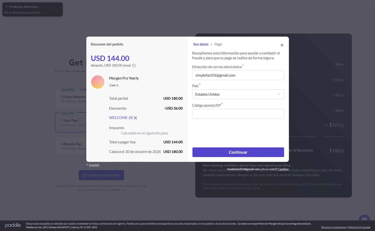 Morgen checkout page showing Morgen discount code box | Screenshot taken by SimplyCodes community member on Oct 30, 2025