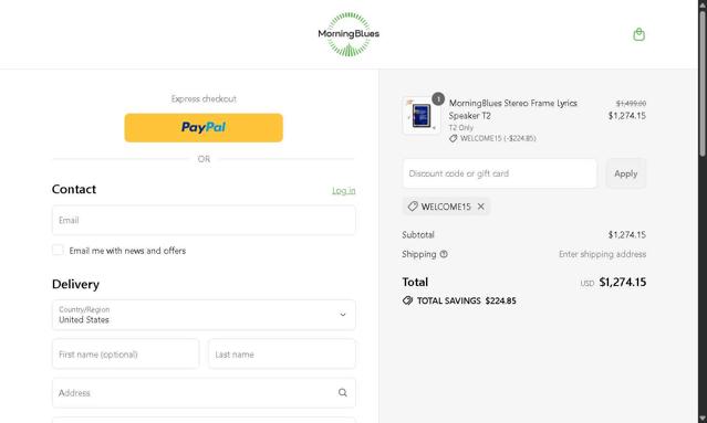 MorningBlues checkout page showing MorningBlues promo code box | Screenshot taken by SimplyCodes community member on Aug 28, 2025