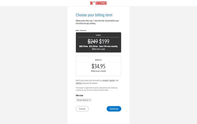 Morningstar checkout page showing Morningstar promo code box | Screenshot taken by SimplyCodes community member on Jul 9, 2025