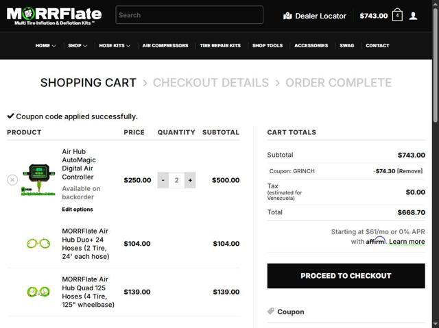 MORRFlate checkout page showing MORRFlate discount code box | Screenshot taken by SimplyCodes community member on Sep 4, 2025