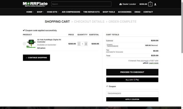 MORRFlate checkout page showing MORRFlate discount code box | Screenshot taken by SimplyCodes community member on Sep 13, 2025