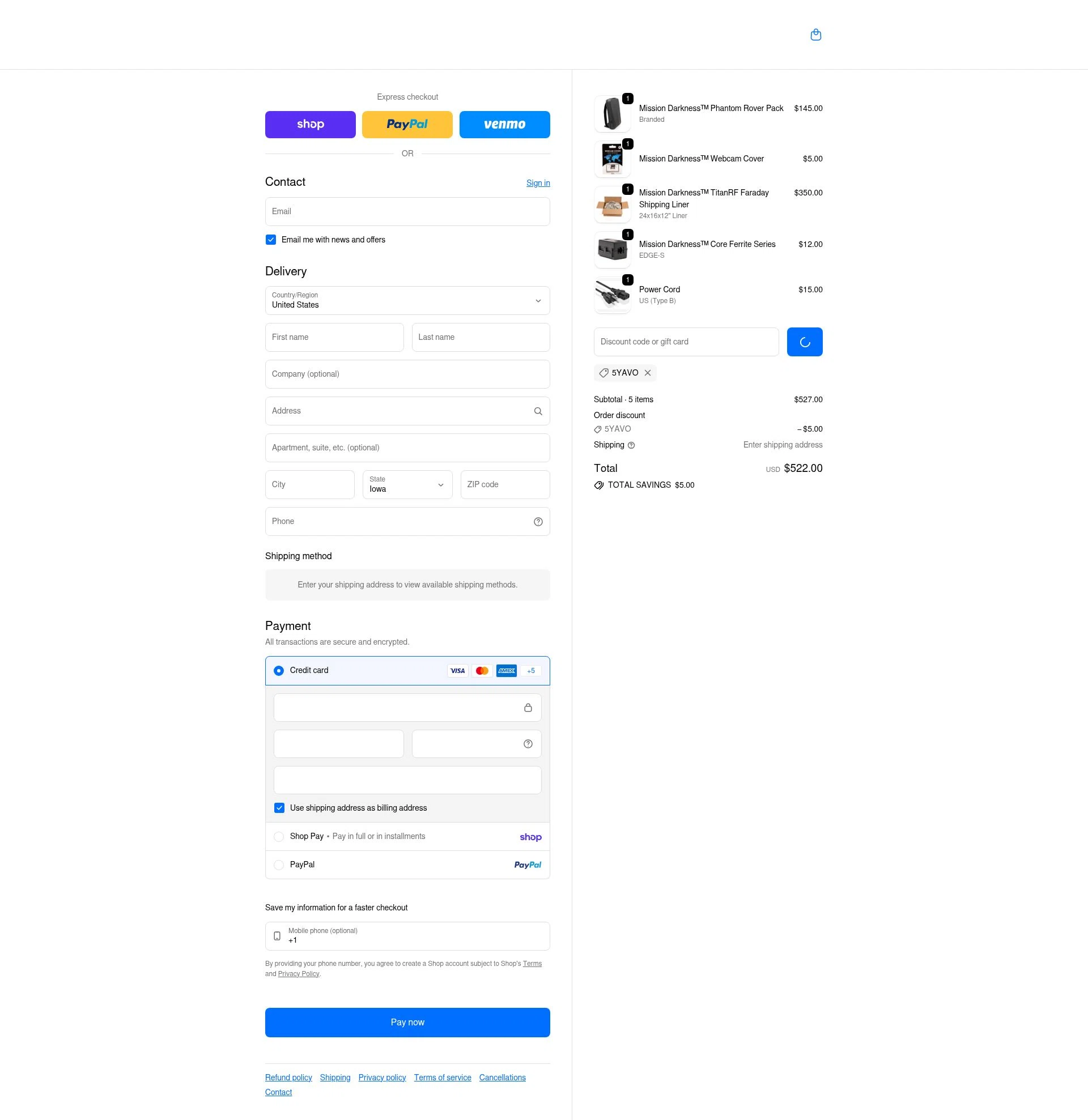 MOSE Equipment checkout page showing MOSE Equipment promo code box | Screenshot taken by SimplyCodes community member on Feb 8, 2026