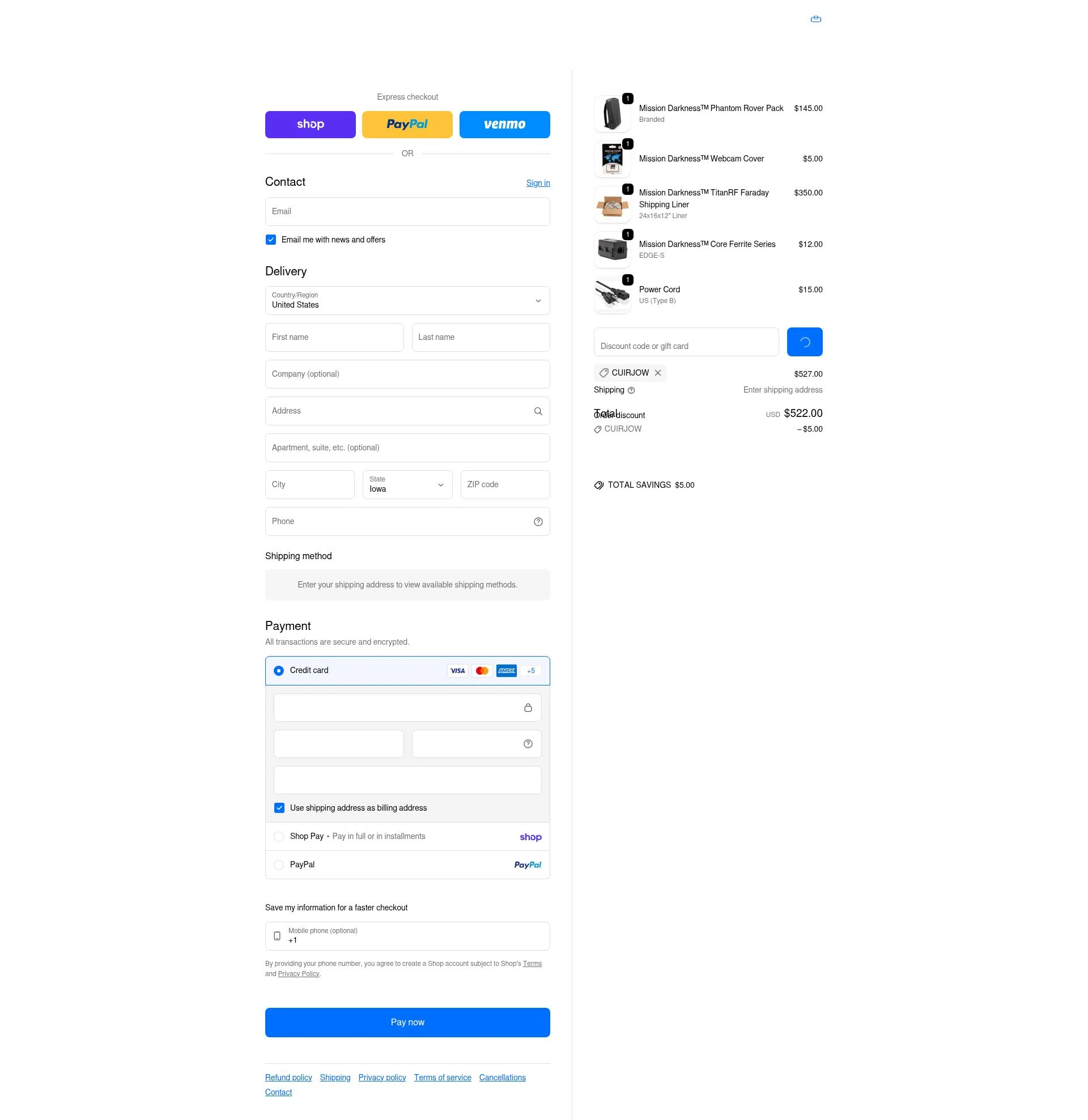 MOSE Equipment checkout page showing MOSE Equipment promo code box | Screenshot taken by SimplyCodes community member on Feb 8, 2026