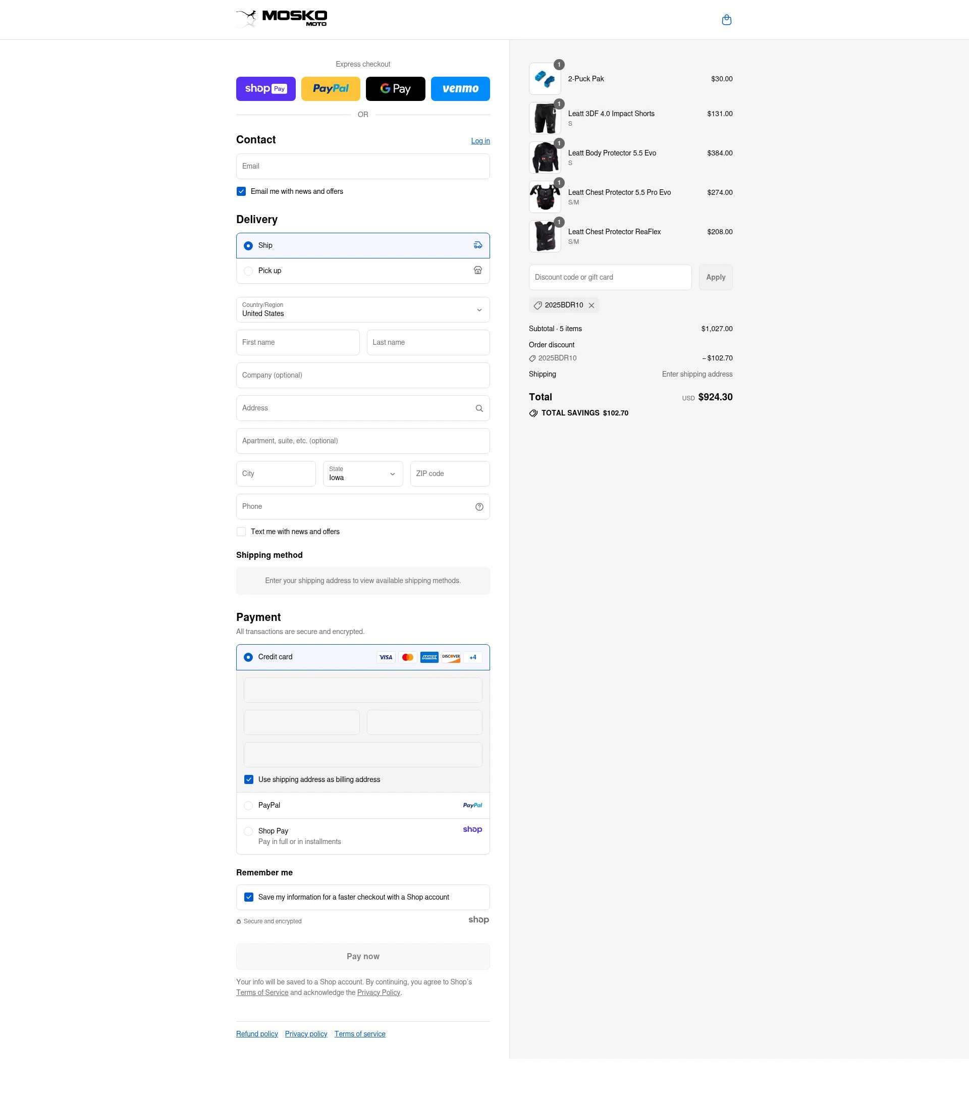 Mosko Moto checkout page showing Mosko Moto discount code box | Screenshot taken by SimplyCodes community member on Aug 16, 2025