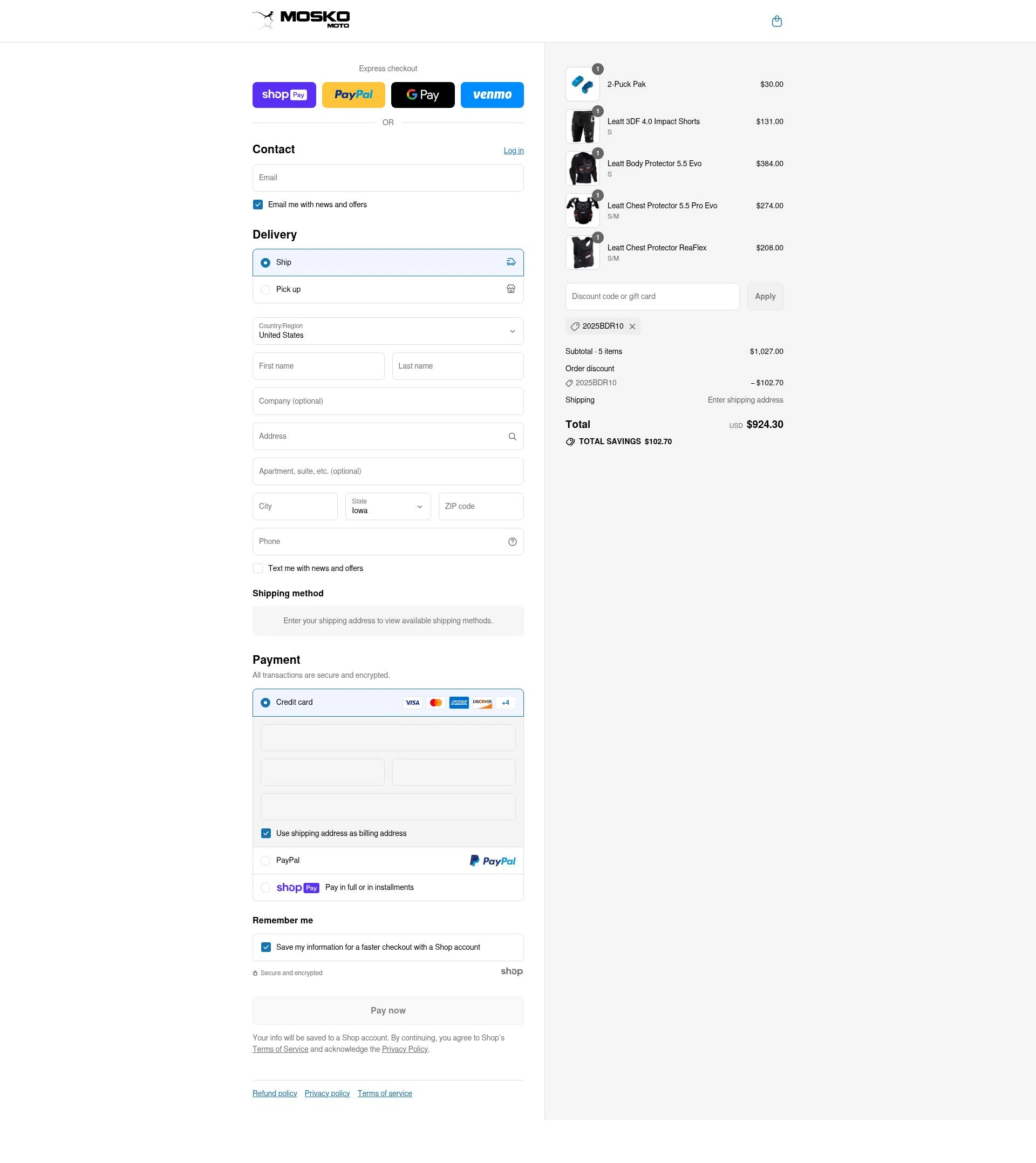 Mosko Moto checkout page showing Mosko Moto discount code box | Screenshot taken by SimplyCodes community member on Aug 8, 2025