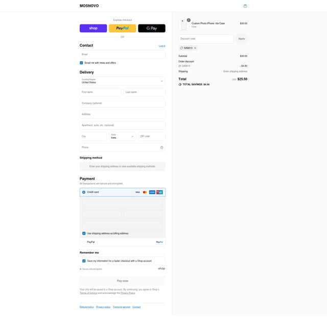 Mosnovo checkout page showing Mosnovo discount code box | Screenshot taken by SimplyCodes community member on Sep 3, 2025