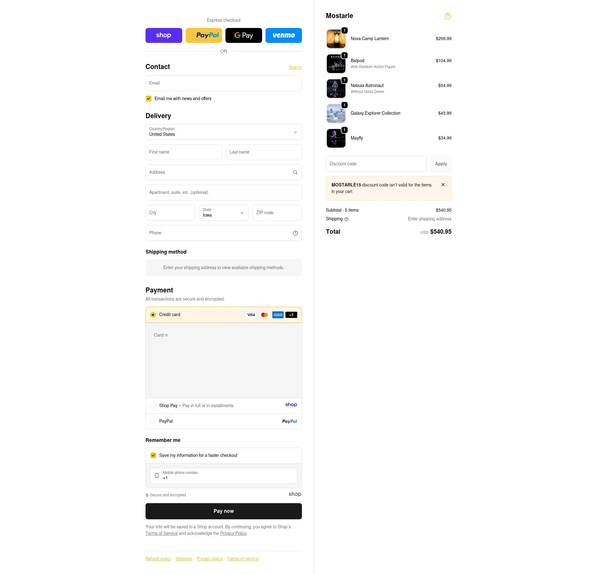 Mostarle checkout page showing Mostarle discount code box | Screenshot taken by SimplyCodes community member on Jan 10, 2026