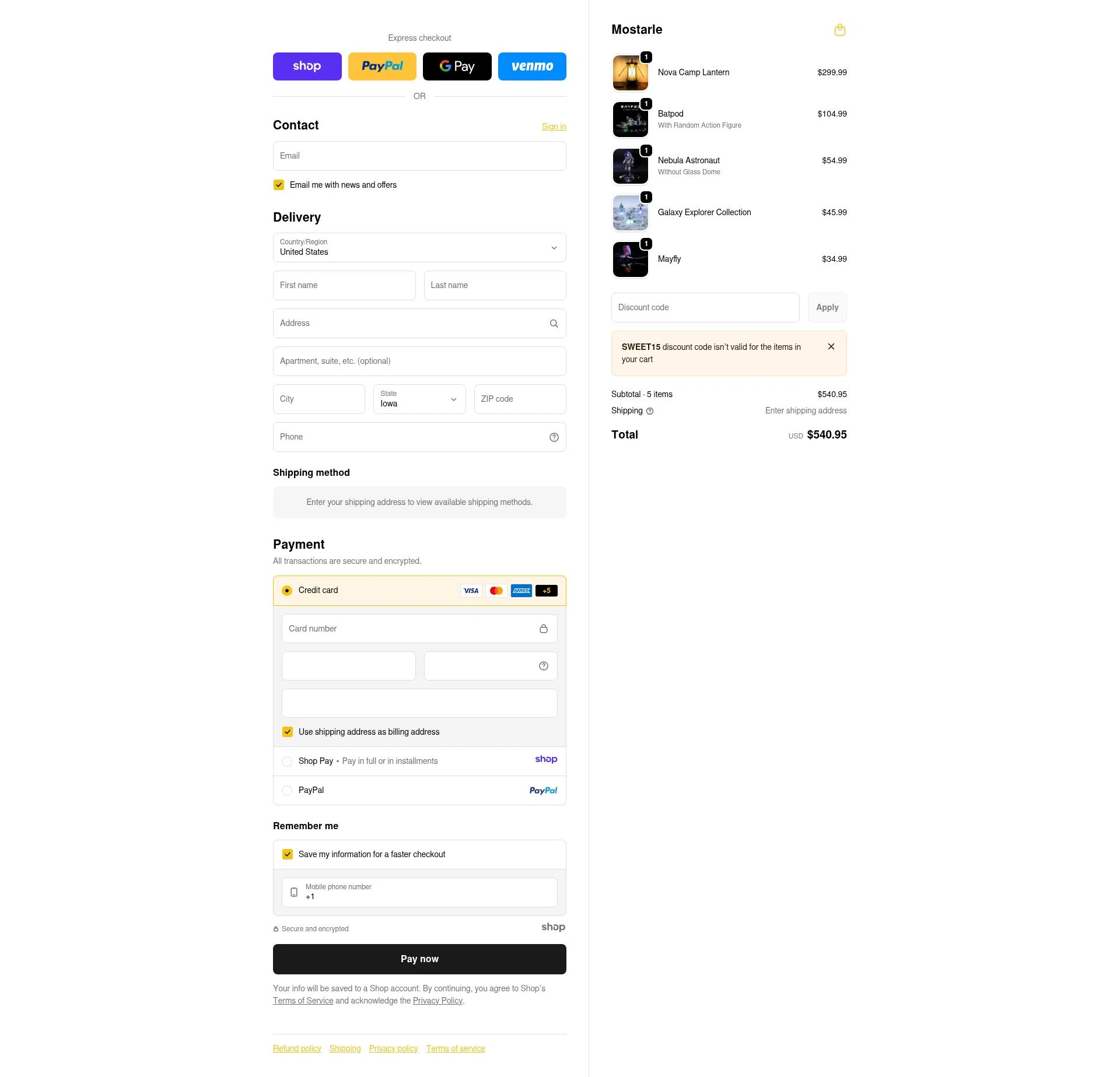 Mostarle checkout page showing Mostarle discount code box | Screenshot taken by SimplyCodes community member on Jan 10, 2026