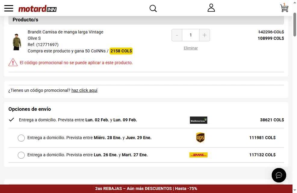 Motardinn checkout page showing Motardinn promo code box | Screenshot taken by SimplyCodes community member on Jan 22, 2026