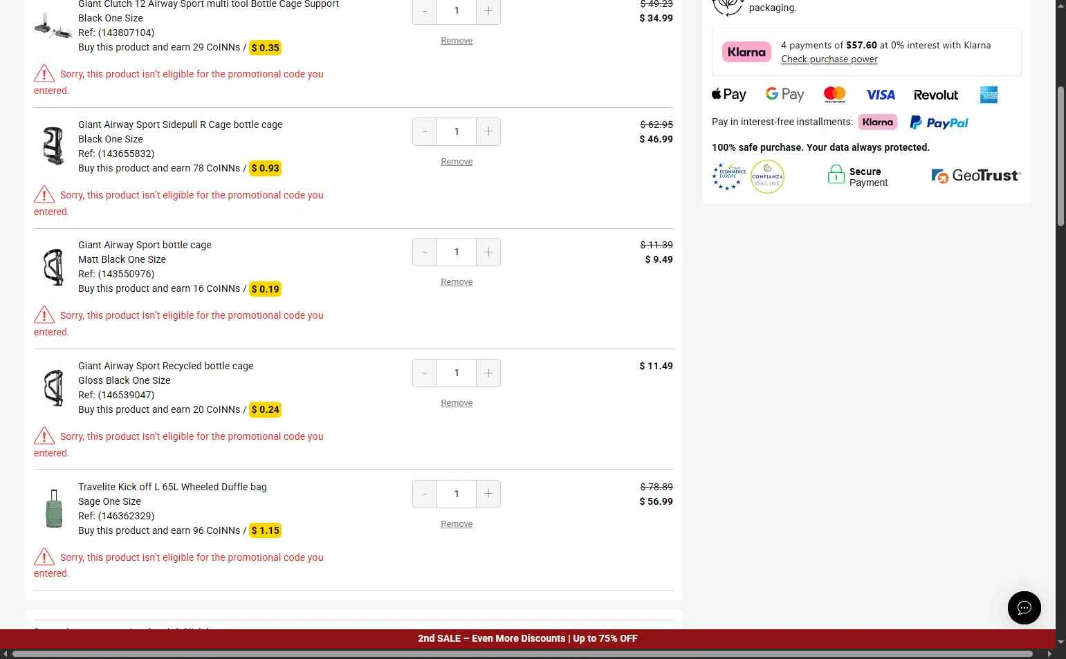 Motardinn checkout page showing Motardinn promo code box | Screenshot taken by SimplyCodes community member on Jan 29, 2026