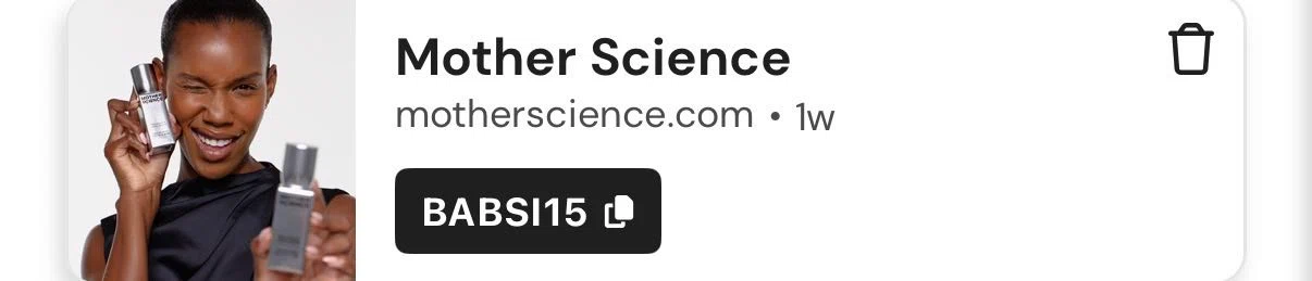 Mother Science discount code screenshot showing code BABSI15 applied at Mother Science checkout page. Uploaded by SimplyCodes community member WiseLegend2616 on Dec 30, 2025