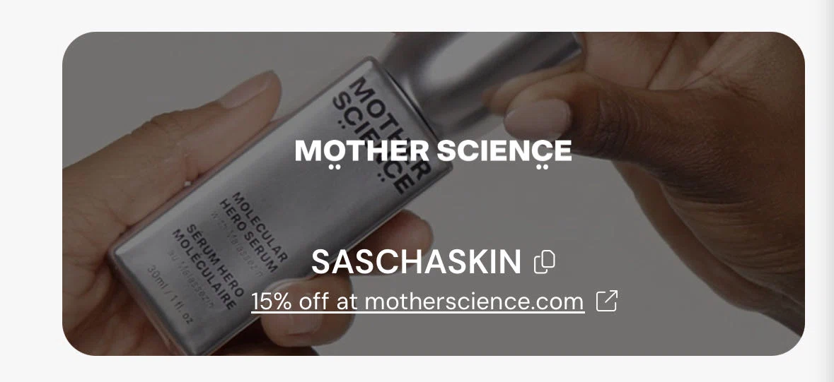 Mother Science discount code screenshot showing code SASCHASKIN applied at Mother Science checkout page. Uploaded by SimplyCodes community member anakinesse on Dec 29, 2025