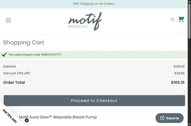 Motif Medical checkout page showing Motif Medical discount code box | Screenshot taken by SimplyCodes community member on Jul 31, 2025