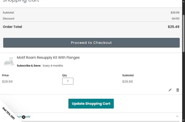 Motif Medical checkout page showing Motif Medical discount code box | Screenshot taken by SimplyCodes community member on Aug 23, 2025