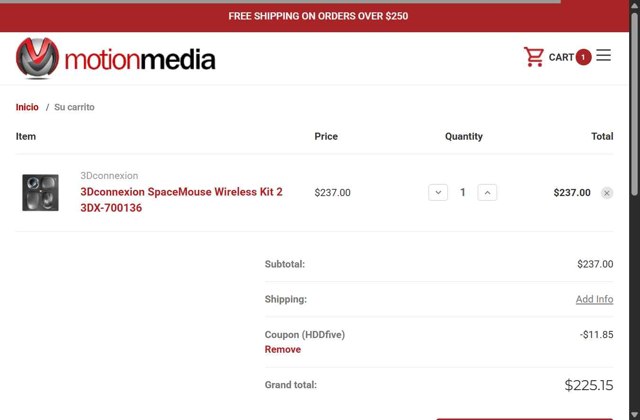 Motion Media checkout page showing Motion Media coupon code box | Screenshot taken by SimplyCodes community member on Aug 31, 2025