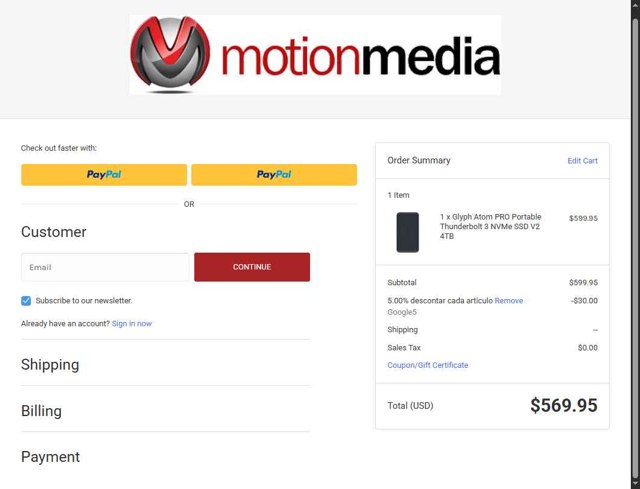 Motion Media checkout page showing Motion Media coupon code box | Screenshot taken by SimplyCodes community member on Jul 1, 2025